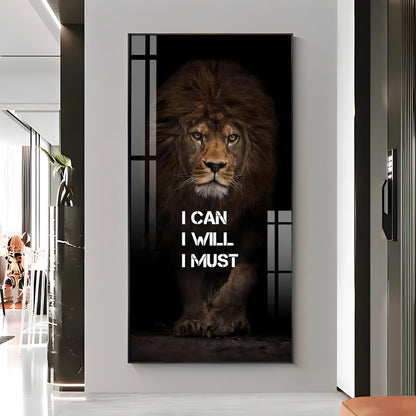 Be Like a Lion Premium Acrylic Vertical Wall Art - 30X16 inches / Gold