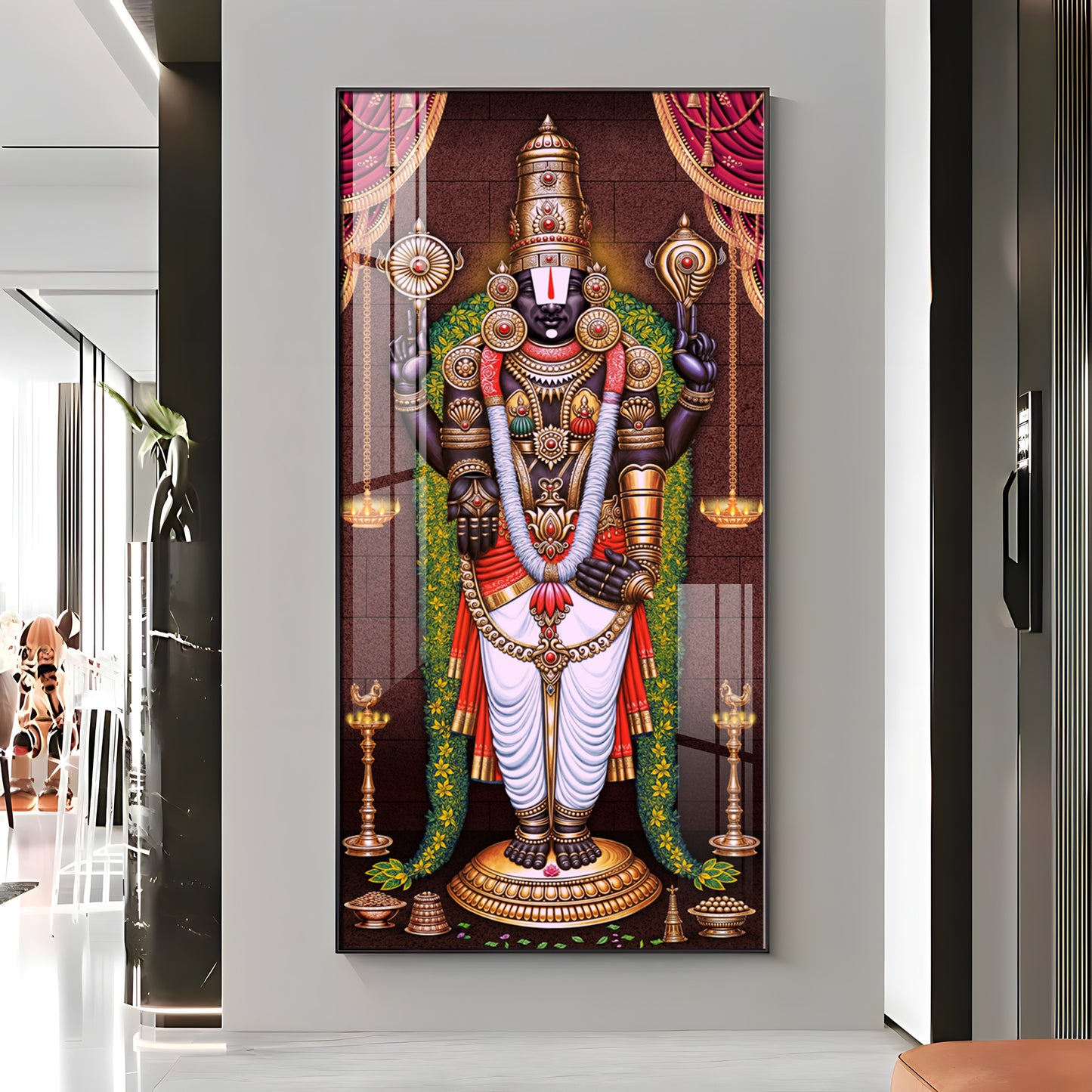 Lord Venkateswara Tirupati Balaji Premium Acrylic Vertical Wall Art