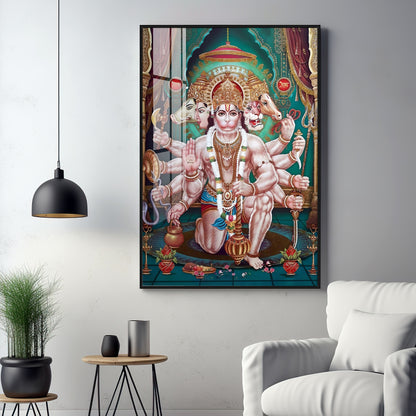 Celestial Guardian Lord Hanuman Premium Vertical Acrylic Wall Art