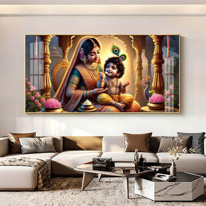 Kanha With Maa Yashoda Premium Acrylic Horizontal Wall Art