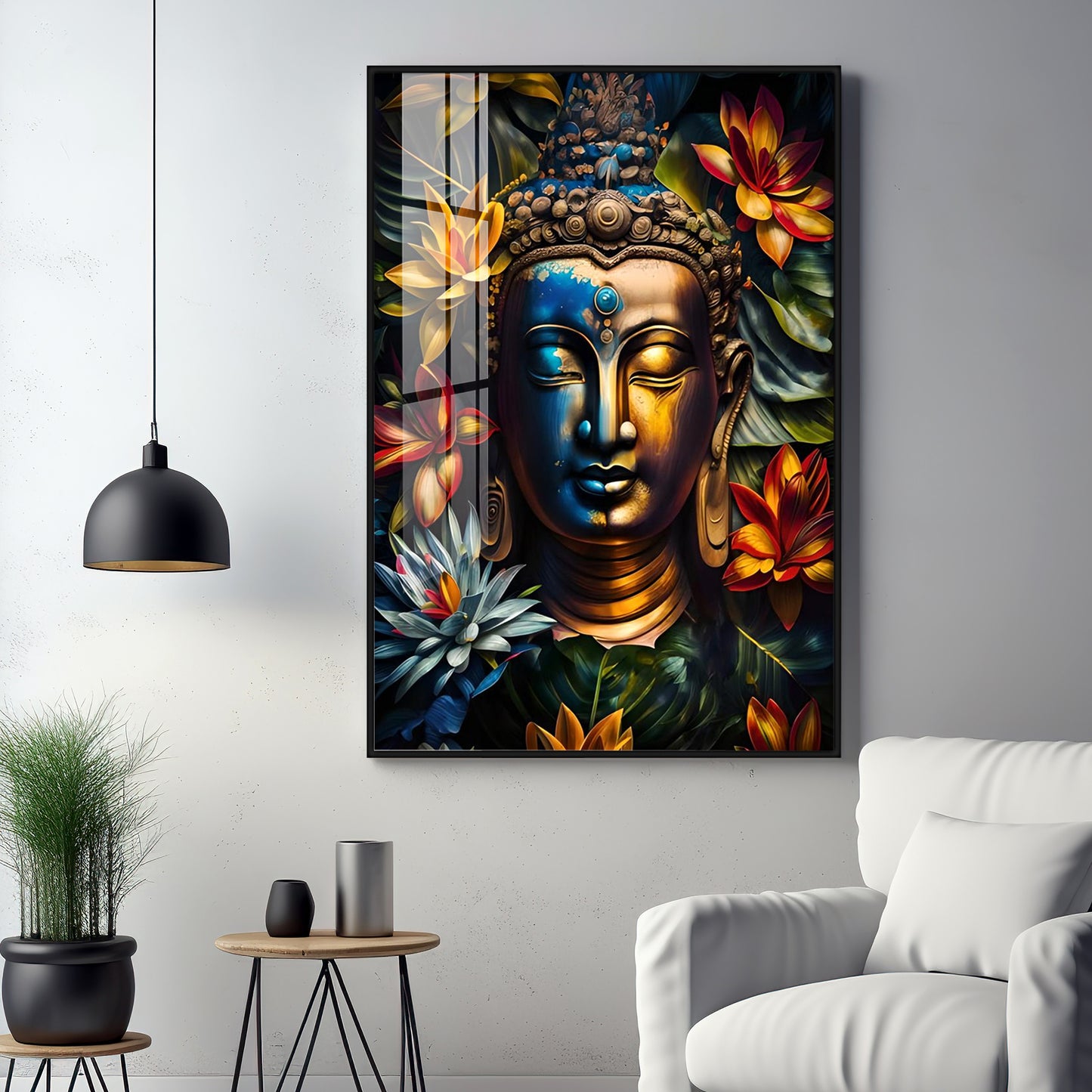 Lord Buddha Face Premium Acrylic Vertical Wall Art