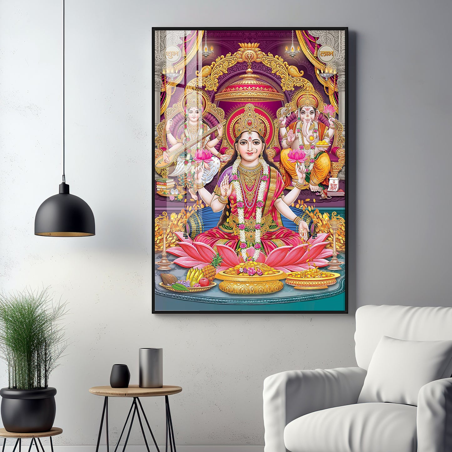 Mural of Hindu Goddesses Premium Acrylic Vertical Wall Art