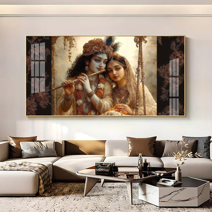 Loving Radha Krishna Premium Acrylic Horizontal Wall Art