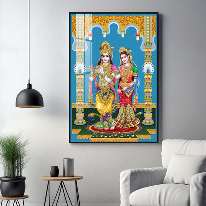 Divine Radha and Krishna Premium Acrylic Vertical Wall Art