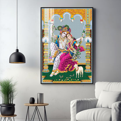 Sacred Radha and Krishna Premium Acrylic Vertical Wall Art