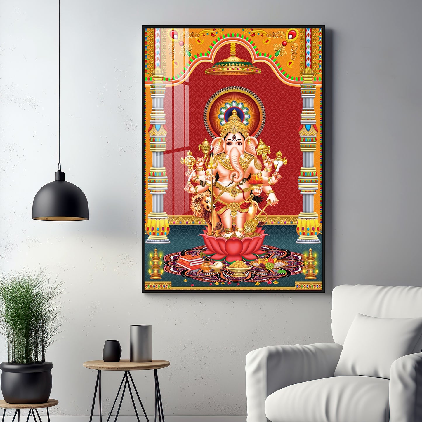Lord Ganesh Blessings Premium Acrylic Vertical Wall Art