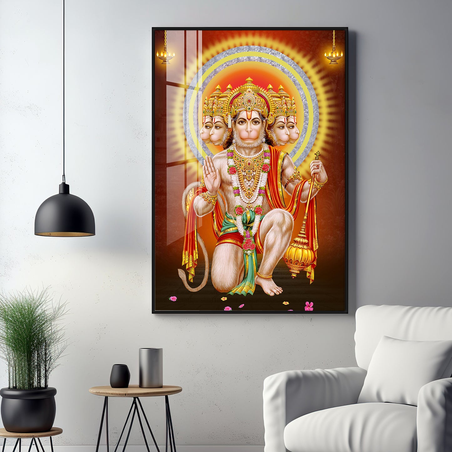 Divine Lord Hanuman Premium Vertical Acrylic Wall Art