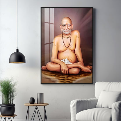 Noir Reflection Shri Swami Samartha Premium Vertical Acrylic Wall Art