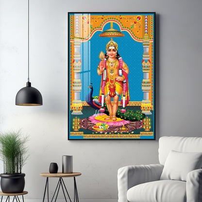 God Murugan Kartikeya Premium Acrylic Vertical Wall Art