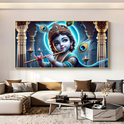 Little Krishna Blessing Premium Acrylic Horizontal Wall Art