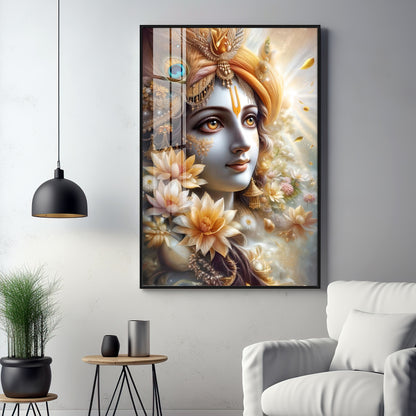 Krishna Bhakti Premium Acrylic Vertical Wall Art