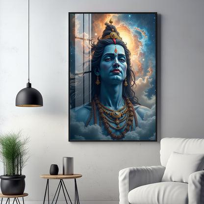 Lord Shiva In The Clouds Premium Acrylic Wall Art