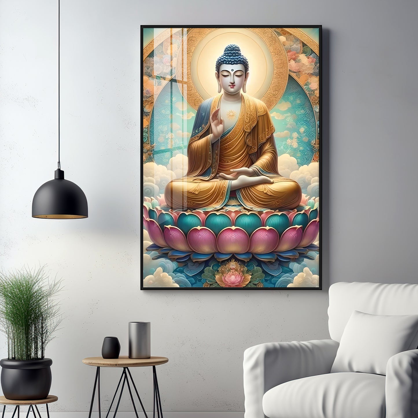 Serene Lotus Buddha Premium Vertical Acrylic Wall Art