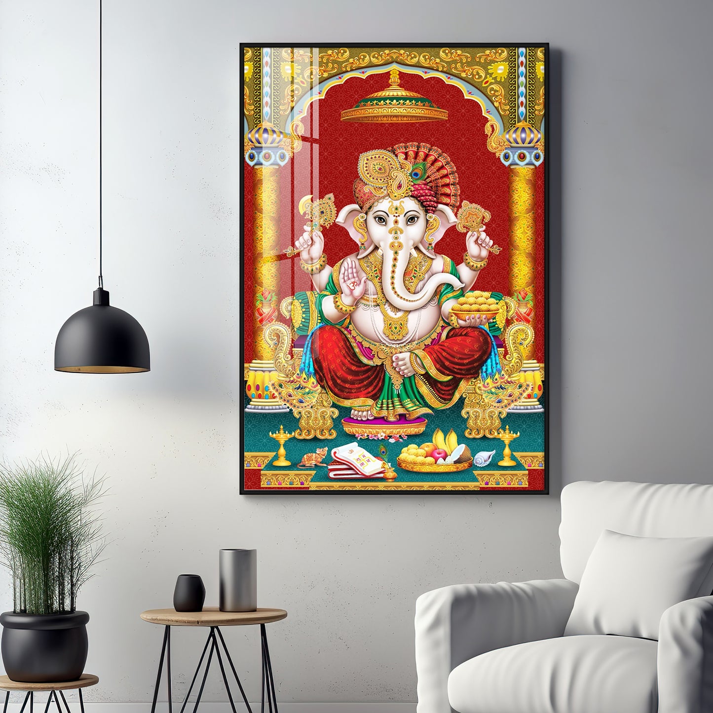 Majestic Lord Ganesha Premium Acrylic Vertical Wall Art