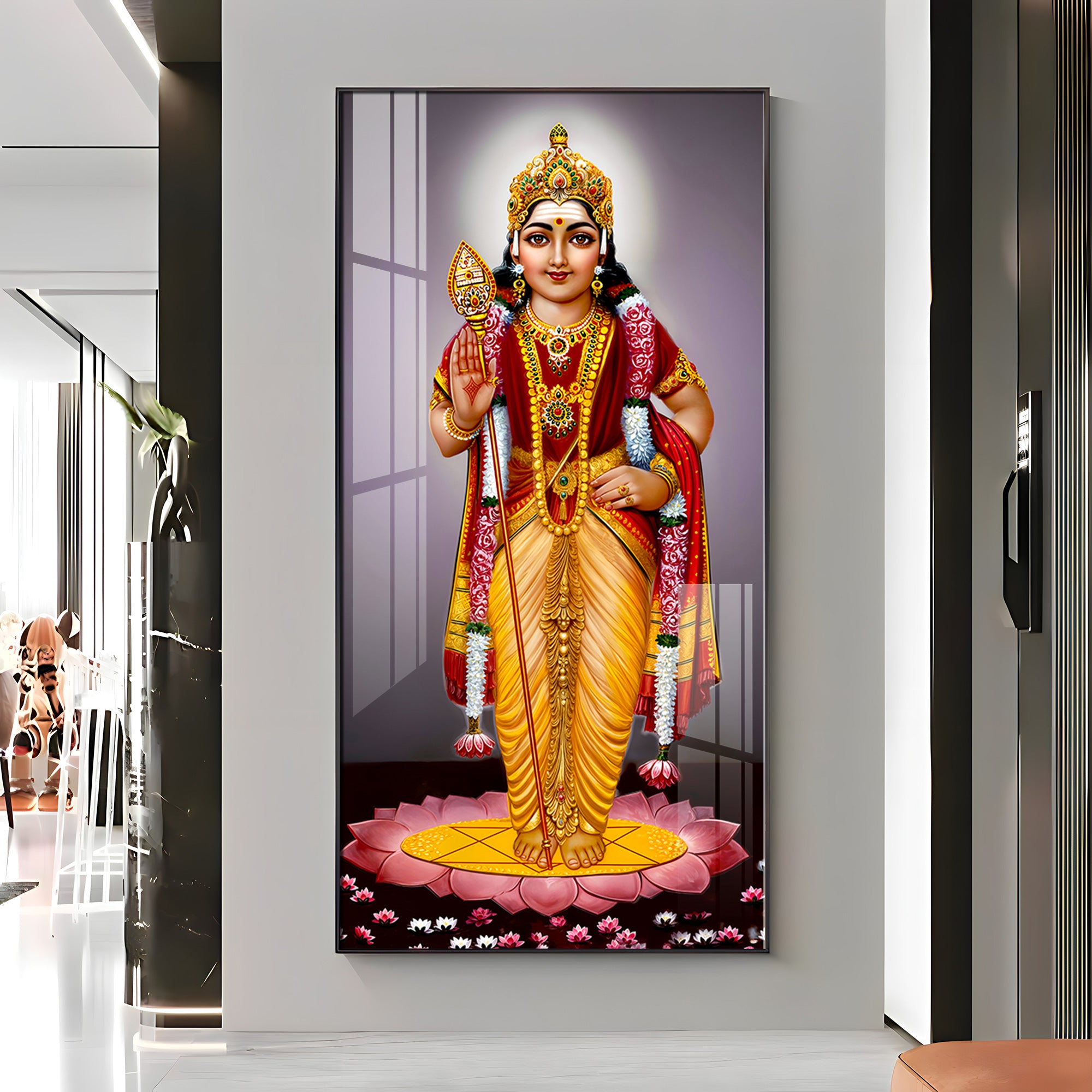 Lord Murugan Premium Acrylic Vertical Wall Art
