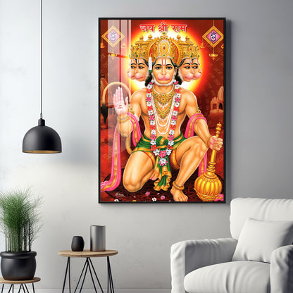 Majestic Lord Hanuman Premium Vertical Acrylic Wall Art