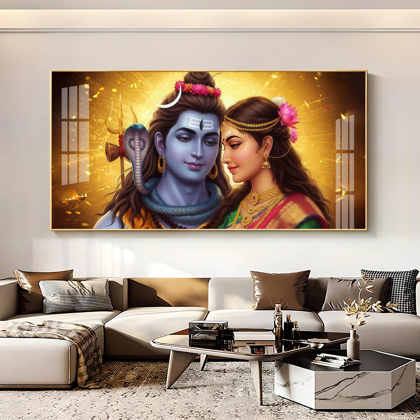 Divine Shiv Paravati Premium Acrylic Horizontal Wall Art