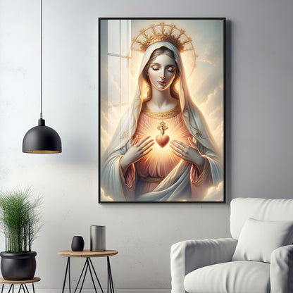 Divine Embrace of Mary Premium Acrylic Vertical Wall Art