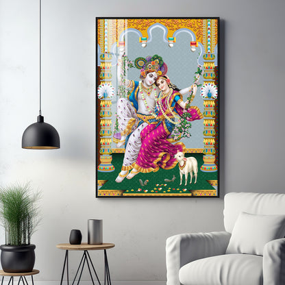 Sacred Radha and Krishna Premium Acrylic Vertical Wall Art