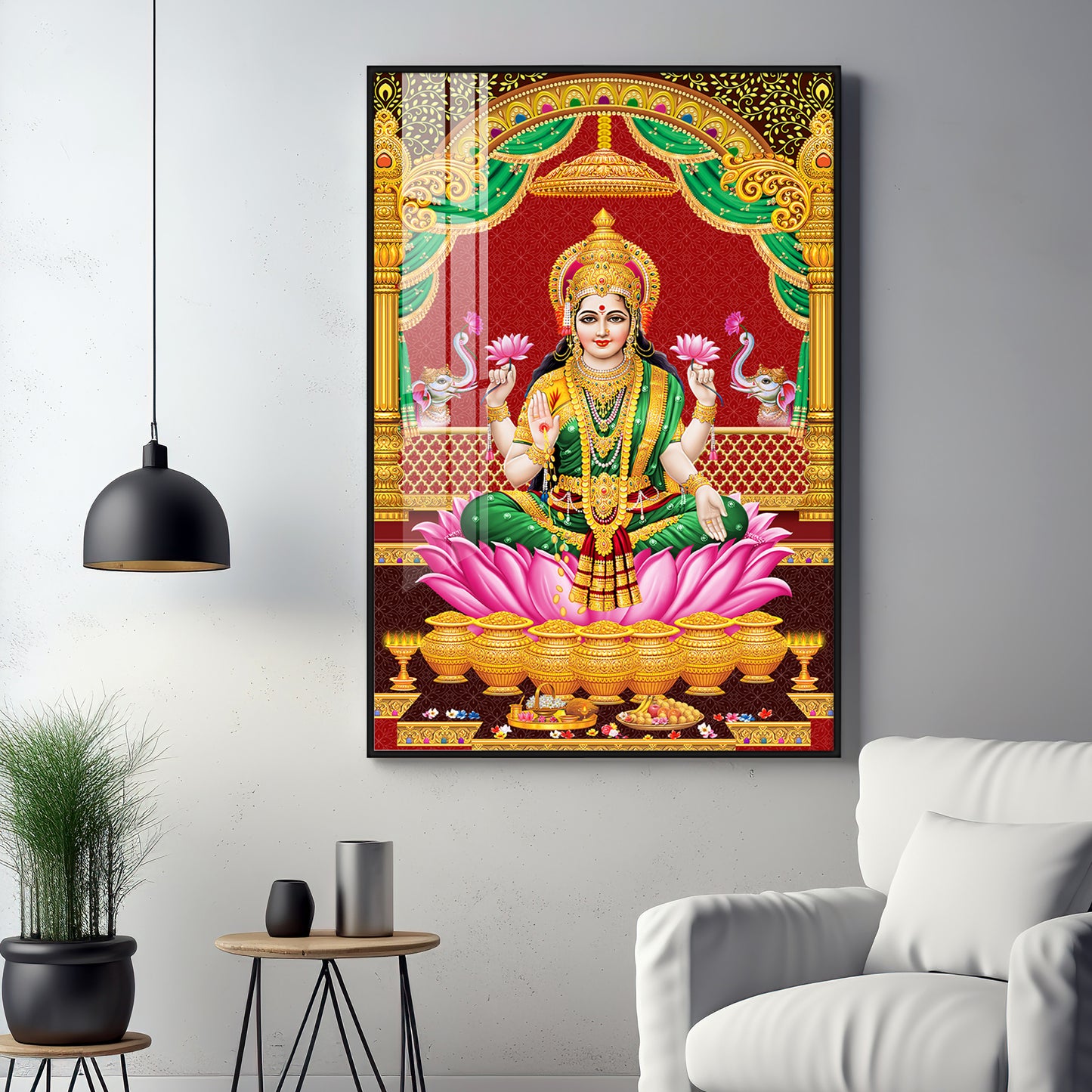 Lakshmi's Blessing Premium Acrylic Vertical Wall Art