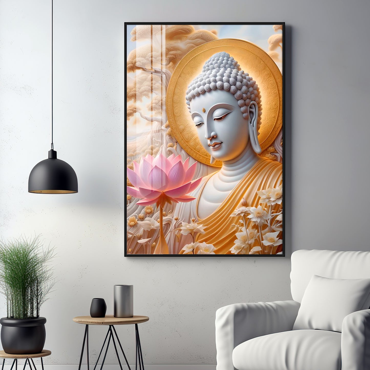 Dharvika Buddha Premium Acrylic Vertical Wall Art