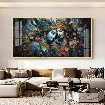Mystical Love Of Radha Krishna Premium Acrylic Horizontal Wall Art