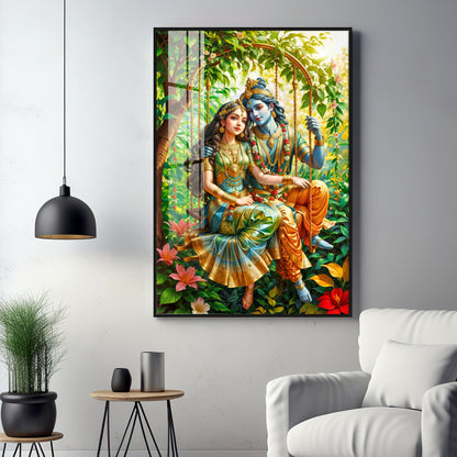 Shree Radha Krishna Premium Acrylic Vertical Wall Art