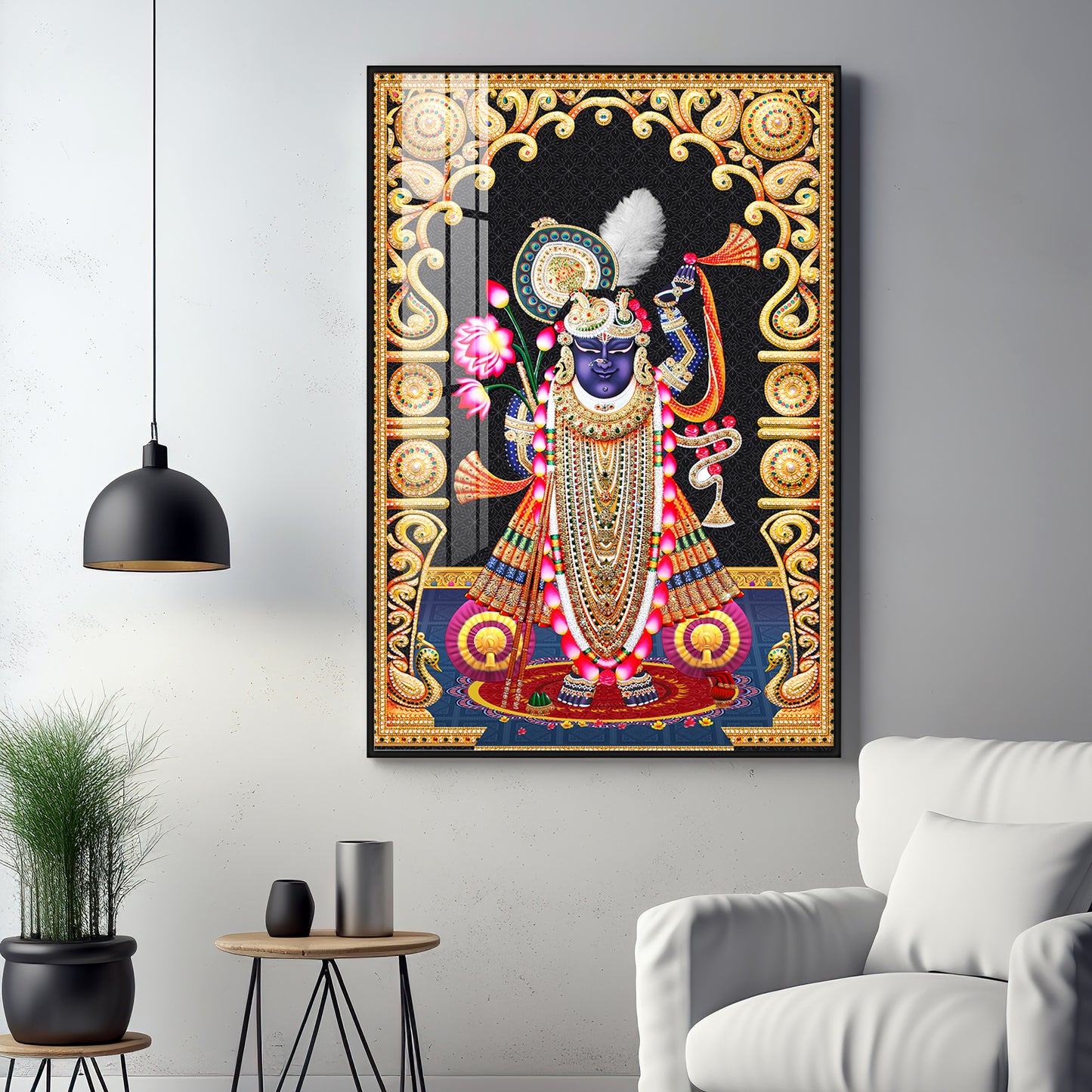 Celestial Krishna Premium Acrylic Vertical Wall Art