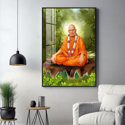 Contemplation Shri Swami Samartha Premium Vertical Acrylic Wall Art