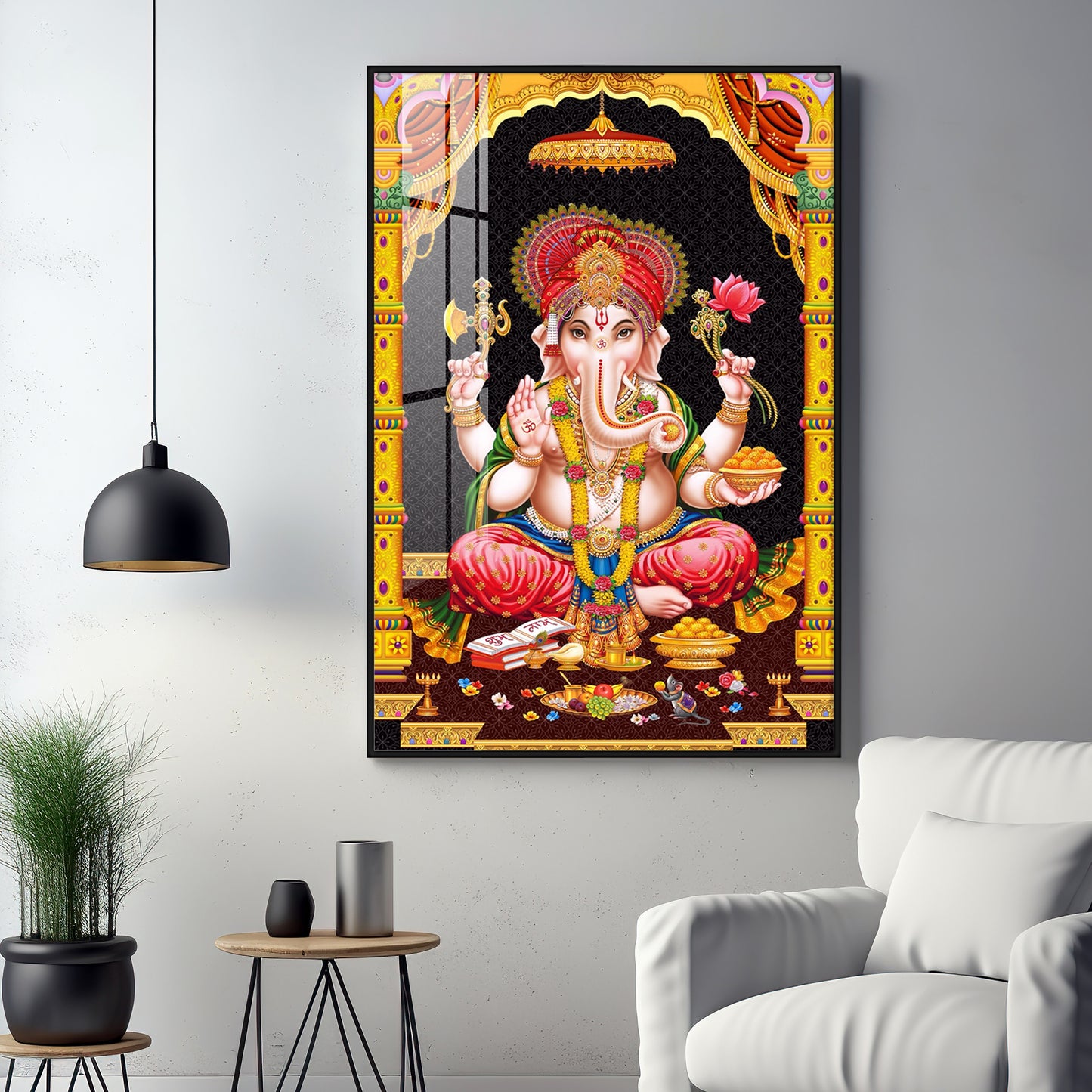 Sacred Ganesha Premium Acrylic Vertical Wall Art