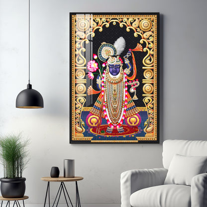 Celestial Krishna Premium Acrylic Vertical Wall Art