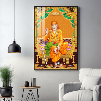 Divine Sai Baba Premium Acrylic Vertical Wall Art