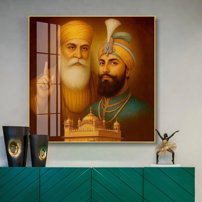 Waheguru ji Guru Nanak Dev ji Premium Acrylic Square Wall Art