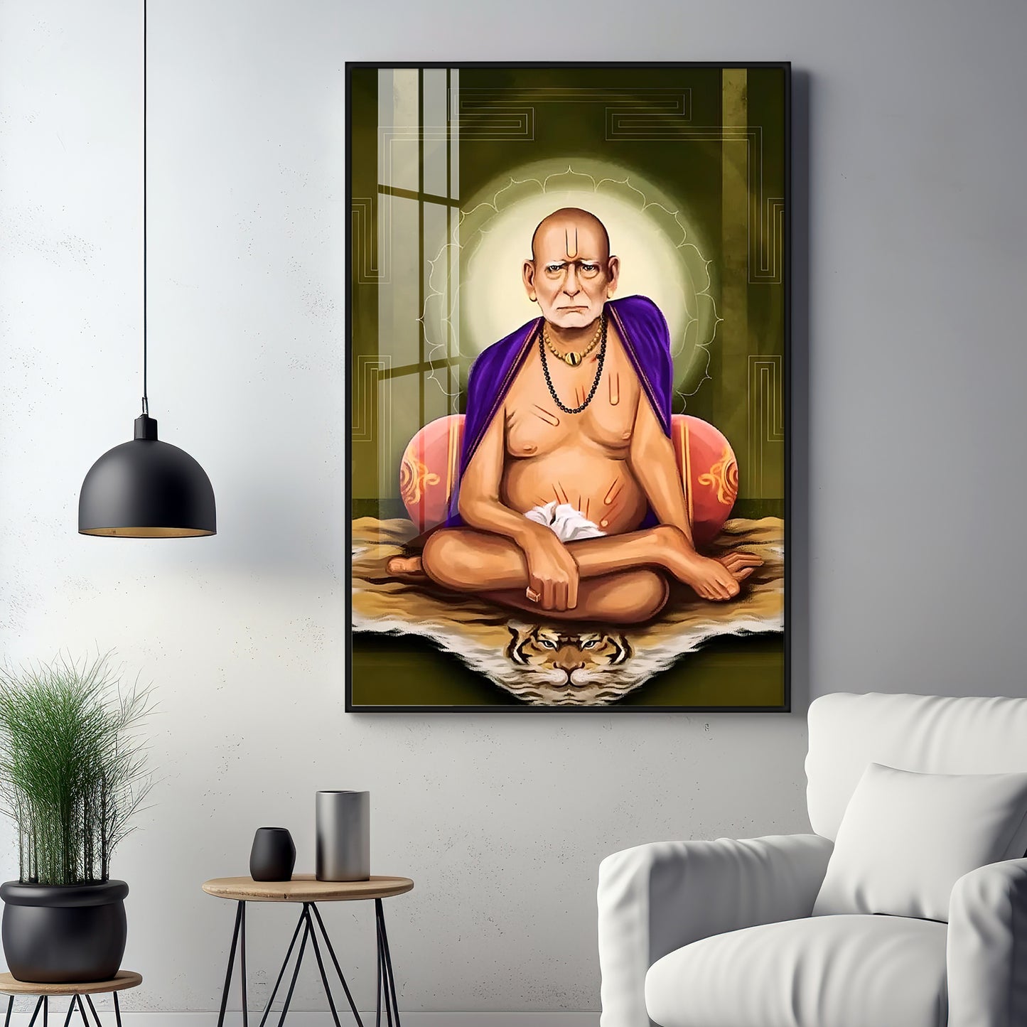 Contemplative Shri Swami Samartha Premium Vertical Acrylic Wall Art