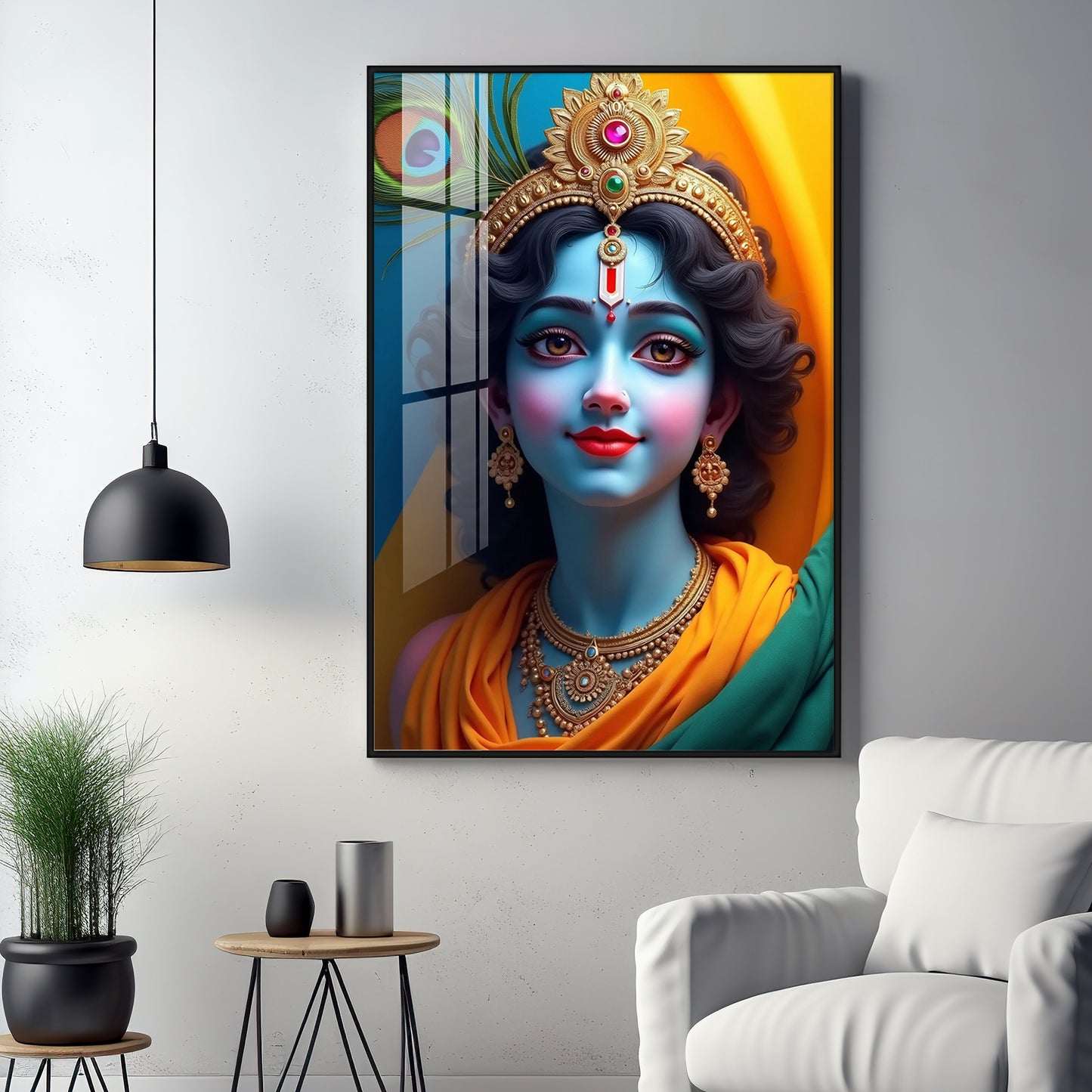 Krishna in Vivid Hues Premium Acrylic Wall Art