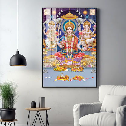 Spiritual Maha Laxmi Ji Premium Acrylic Vertical Wall Art