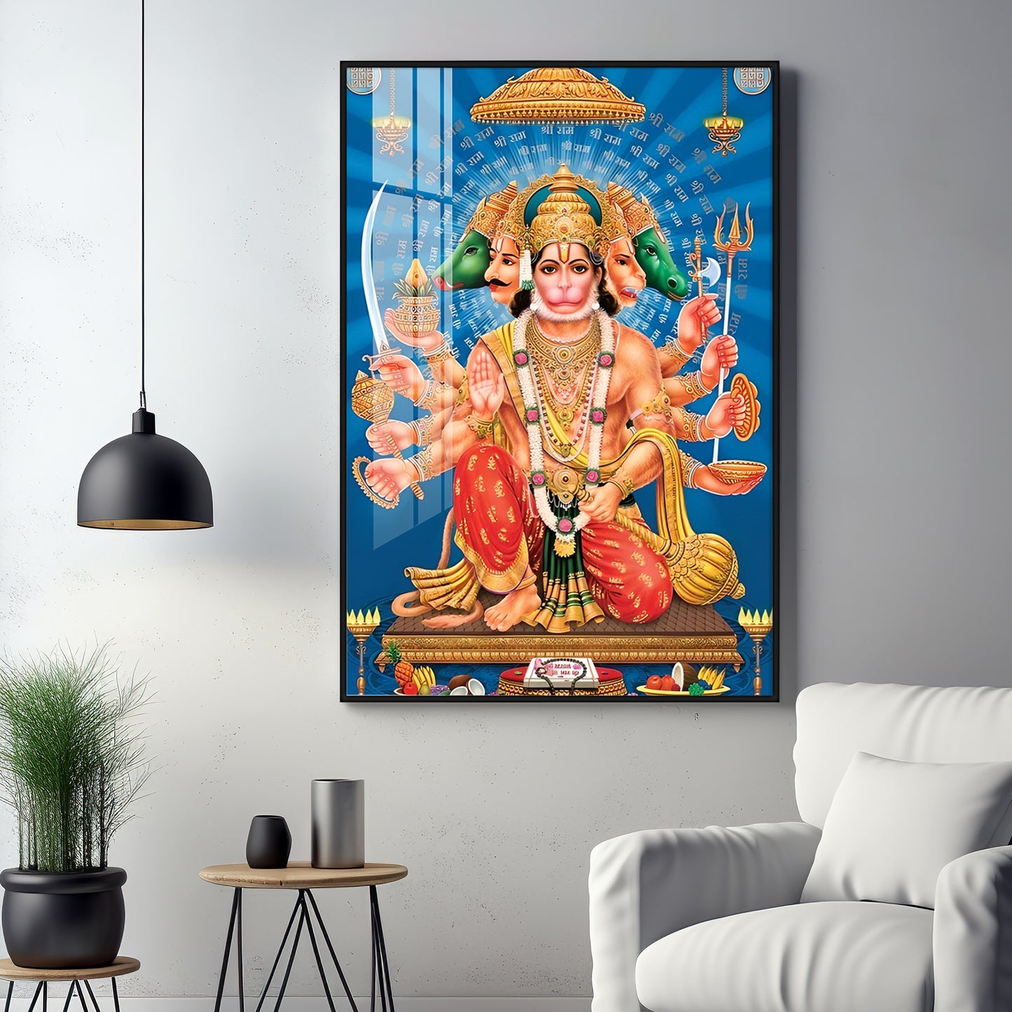 Panchmukhi Hanuman Premium Acrylic Vertical Wall Art