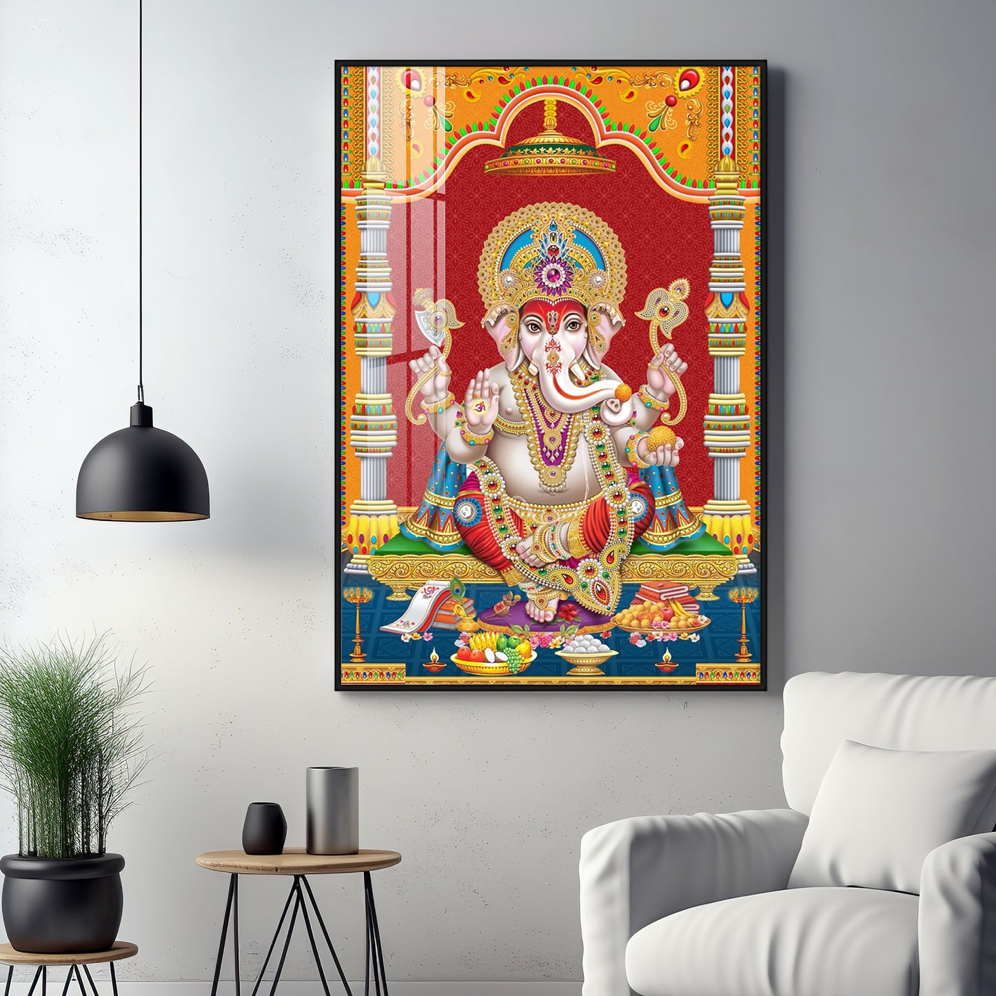 Divine Ganesha Premium Acrylic Vertical Wall Art