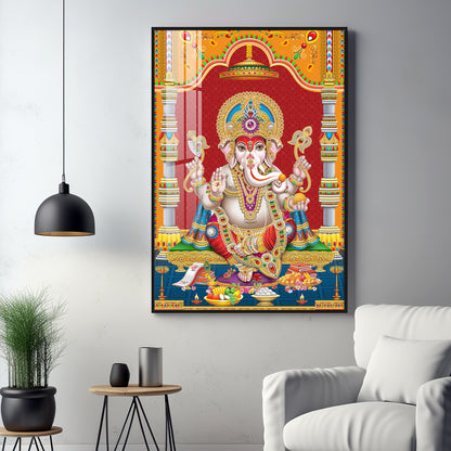 Divine Ganesha Premium Acrylic Vertical Wall Art
