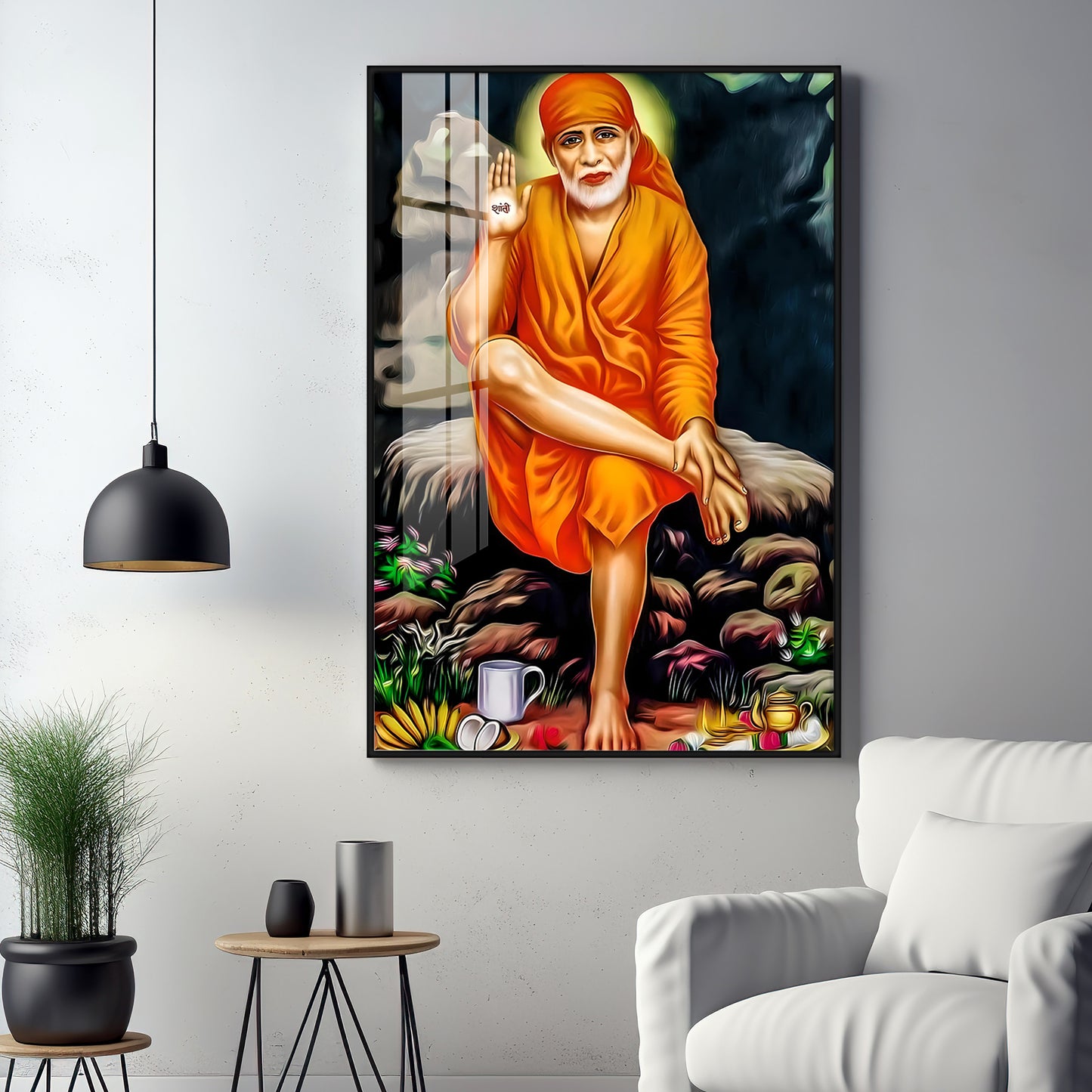 Sri Sai in Tranquil Premium Vertical Acrylic Wall Art