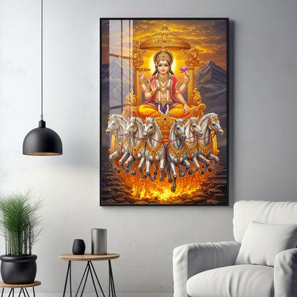 Divine Surya Dev Premium Acrylic Vertical Wall Art