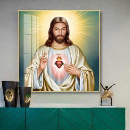 The Beautiful Sacred Heart Jesus Premium Acrylic Square Wall Art