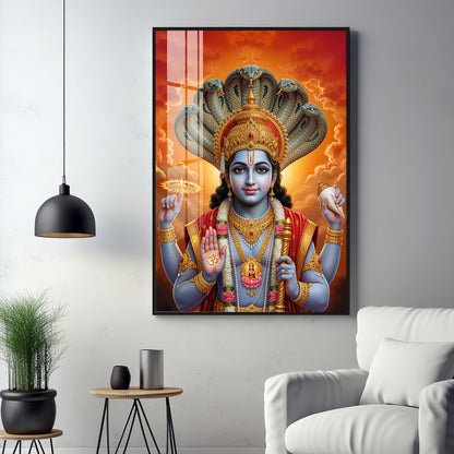 Lord Vishnu Premium Acrylic Vertical Wall Art