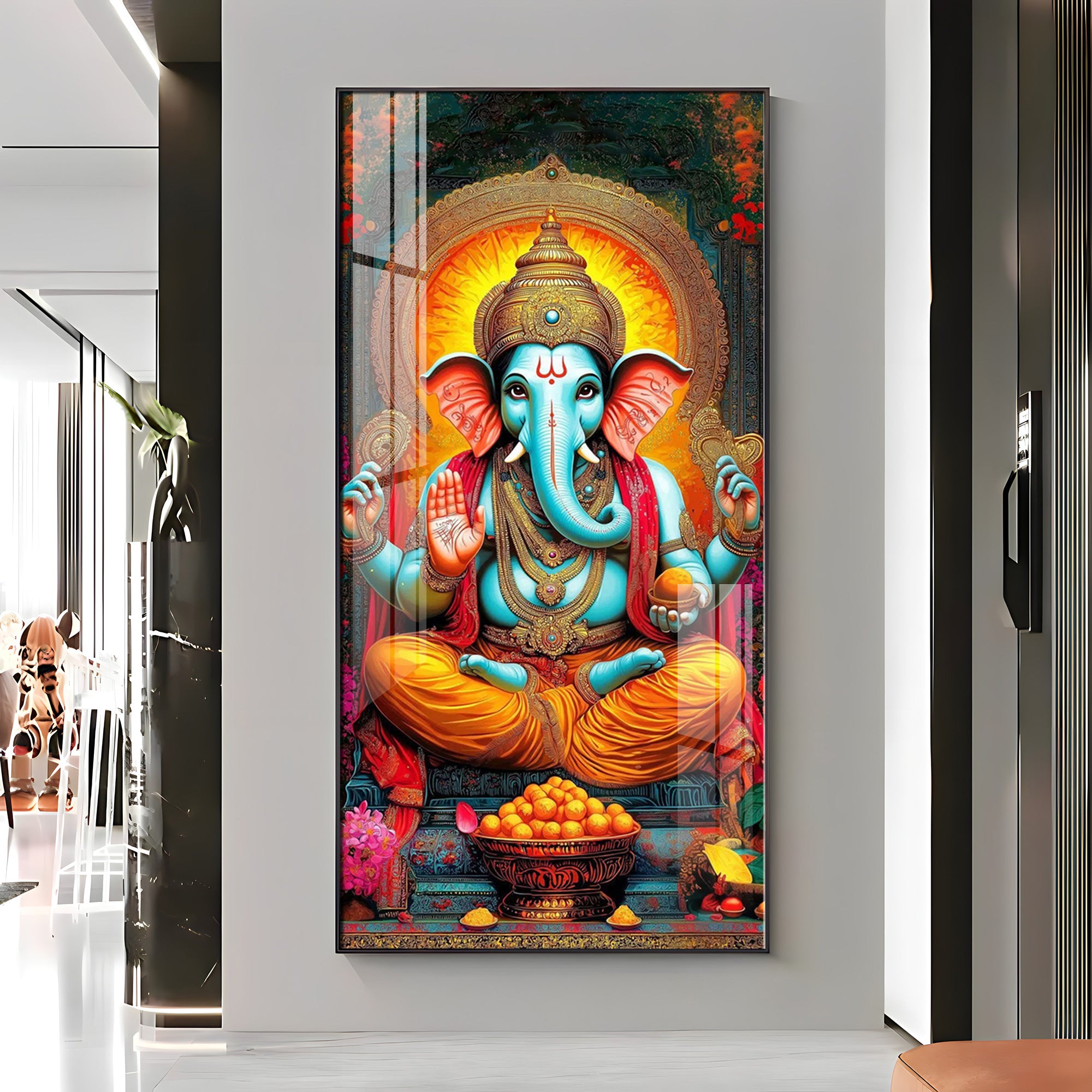 Shree Ganesha Premium Acrylic Vertical Wall Art