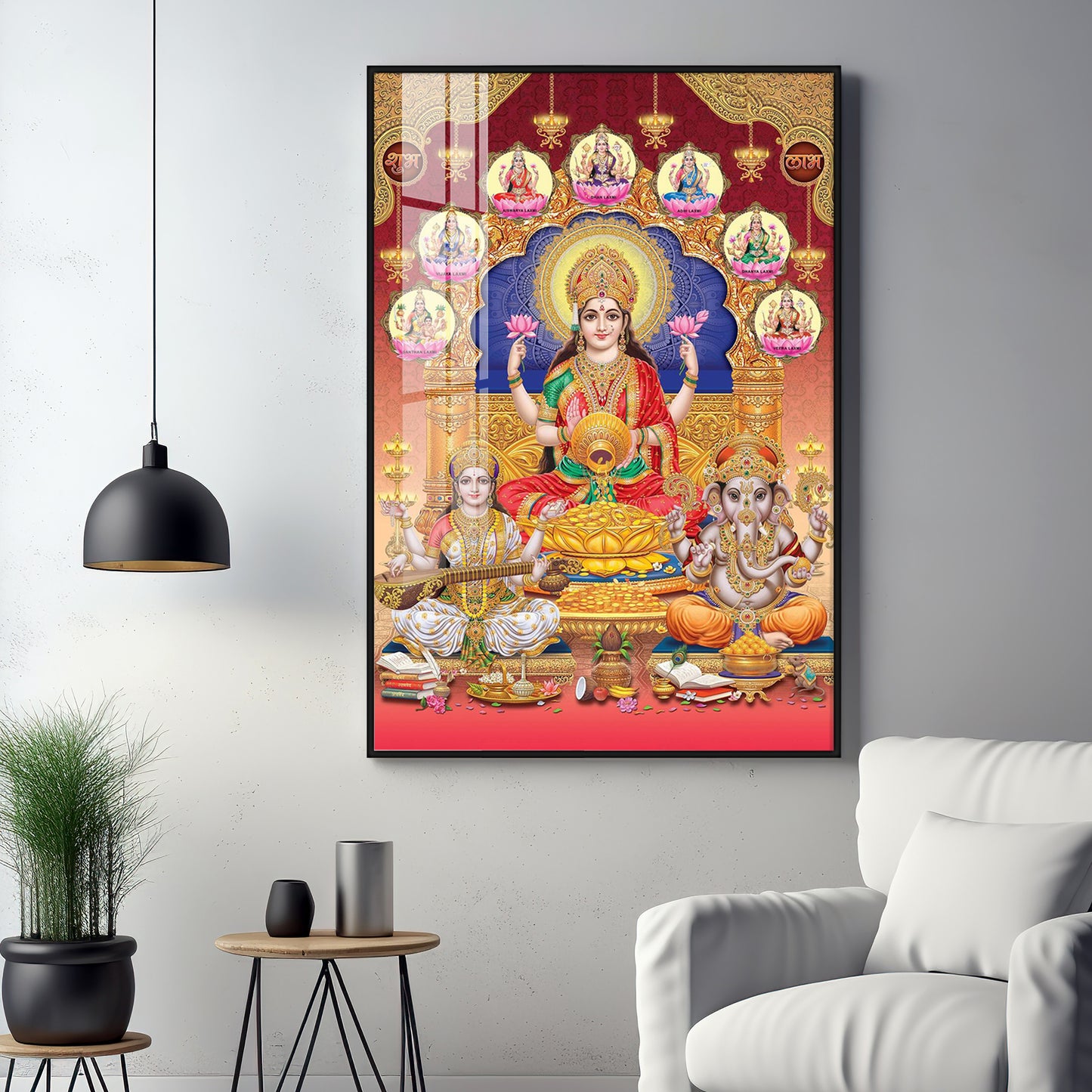 Enchanted Divinity Of Maha Laxmi Ji Premium Acrylic Vertical Wall Art