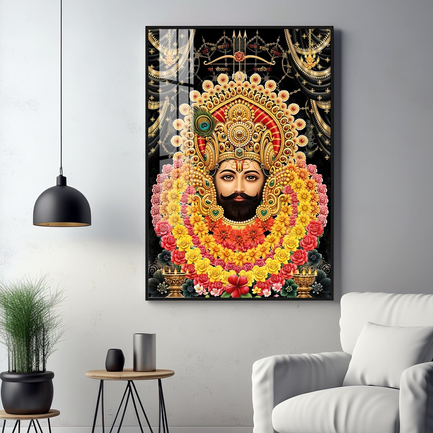 Majestic Shyam Baba Premium Acrylic Vertical Wall Art