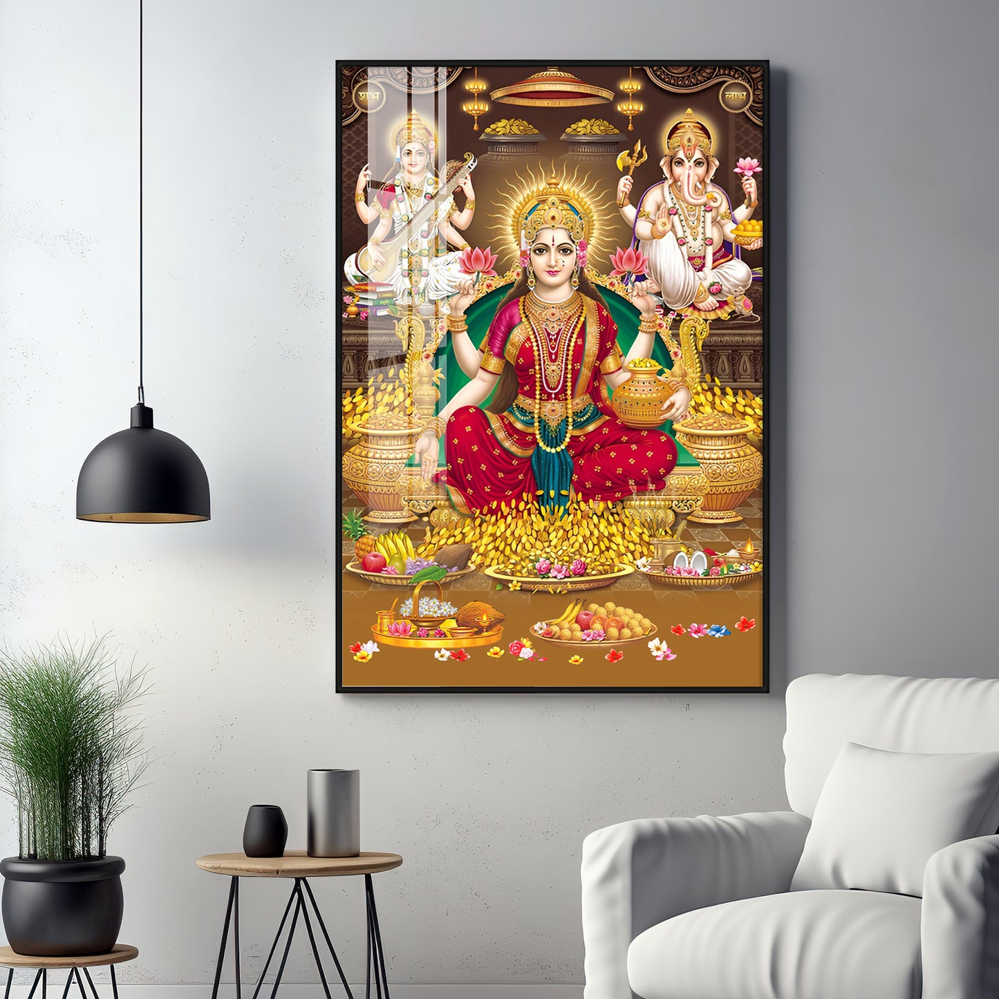 Goddess Maha Laxmi Ji Premium Acrylic Vertical Wall Art