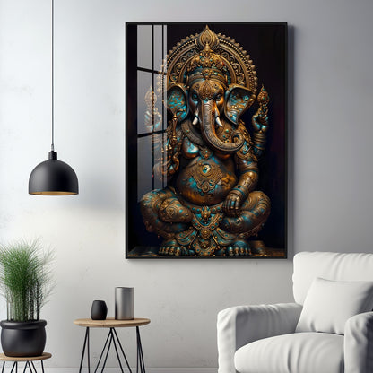 Lord Ganesha Premium Acrylic Vertical Wall Art