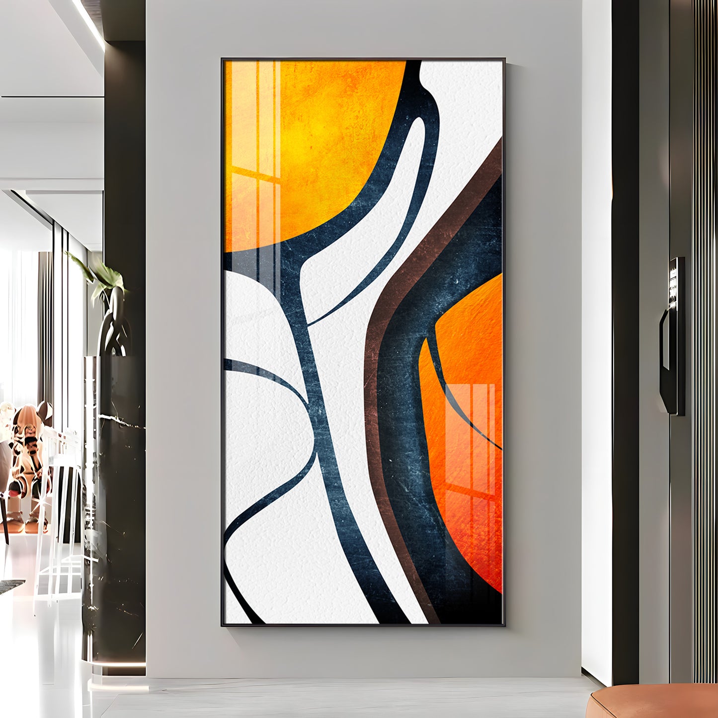 Orange Light Luxury Corridor Premium Acrylic Vertical Wall Art