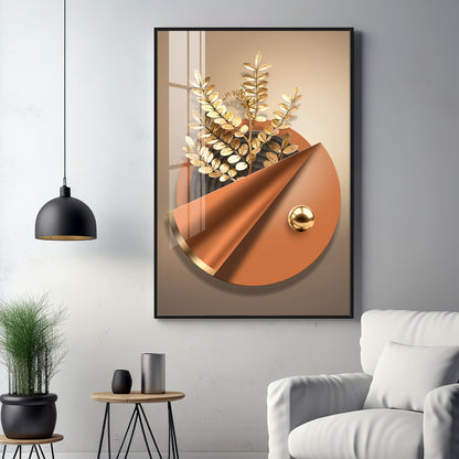 Aura Golden Petals Premium Acrylic Vertical Wall Art